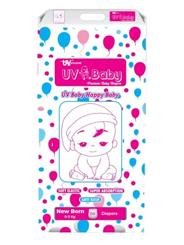 Image of UV BABY PREMIUM DIAPERS NEW BORN 50s pack Taped style 0-5kg