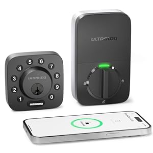ULTRALOQ U-Bolt Smart Lock, 5-in-1 Keyless Entry Door Lock with App Control, Keypad Deadbolt, Auto Unlock, Auto Lock, Smart Door Lock, Smart Locks for Front Door, Smart Deadbolt, Black