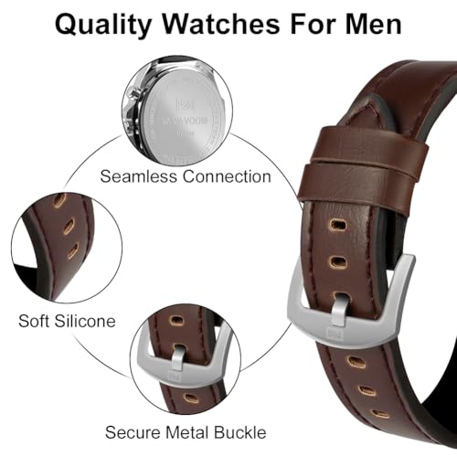 Herren Uhr Männer Analog Quarz Chronograph Braun Leder larmband, Armbanduhren Herren mit Datum, Uhren Herren Mode Casual Business Uhr für Herren Klassische Elegantes Geschenk – Bild 6