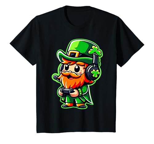 Bambino St Patricks Day Gamer Leprechaun Saint Paddys Ragazzi Bambini Uomini Maglietta