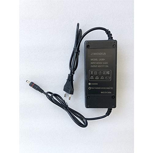 Jinjiayue Chargeur de vélo électronique de Batterie au Lithium 36V 2A, Bouchon de tête DC, Chargeur de Batterie pour Chaise à vélo électrique à vélo électrique,EU Plug Cover