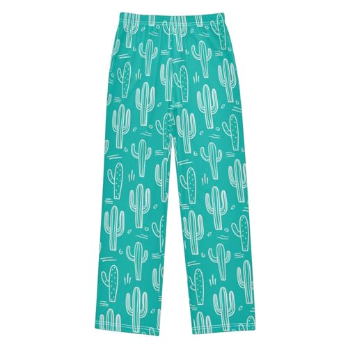 J JOYSAY Cactus Line Drawing Teal Pajamas Pants Soft Long Pajama Bottoms Lounge Sleep Pants Size S-XL