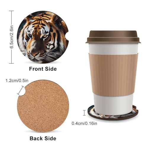 Posavasos para auto diseño tigre 2.6" universal 2 piezas miniatura 2