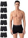 Burnell & Son Boxershorts Herren aus Baumwolle 6er Pack - Unterhosen mit Komfortbund Schwarz Größe L