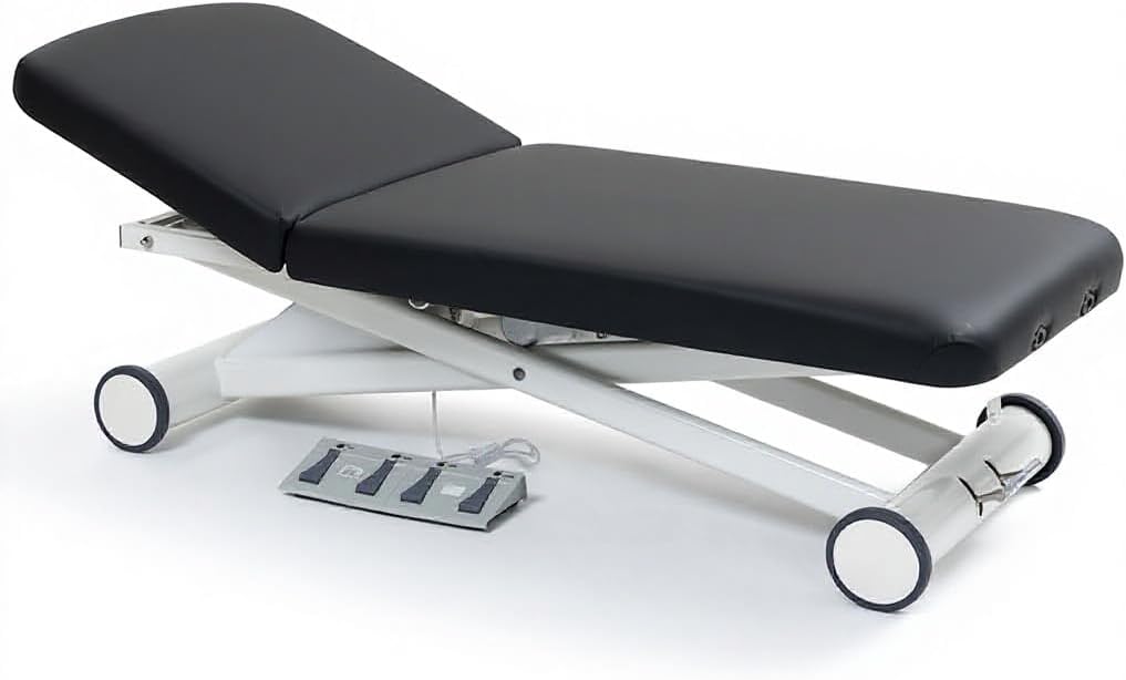Dual Motor Electric Massage Table with Locking Casters – Professional Height & Backrest Adjustable Treatment Table, Ultra-Stable Frame, 2-Layer Medical Foam, Easy Mobility for Clinic & Spa