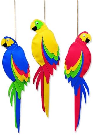 Fun Express 21" Jumbo Multicolored Foam Parrots 12 Pack - Luau Party Decorations Hawaiian Tropical Decor | Tiki Party Supplies for Rainforest VBS Jungle Theme Birthday | Summer Hanging Bird Decor image 5