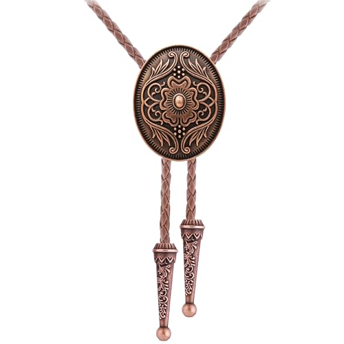 Image of GelConnie Floral Bolo Tie for Men Womens Bolo Tie Necklace Native American Black Men's Bolo Ties Western Cowboy Bolero Ties