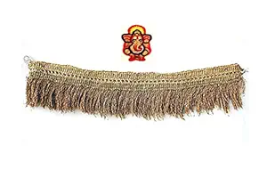 Natural Paddy Toran with Vetiver Small Shining Ganesh Combo,3.5 Feet Door Torana with 7.5 Inches Small Shining Ganesh Wall Hanging