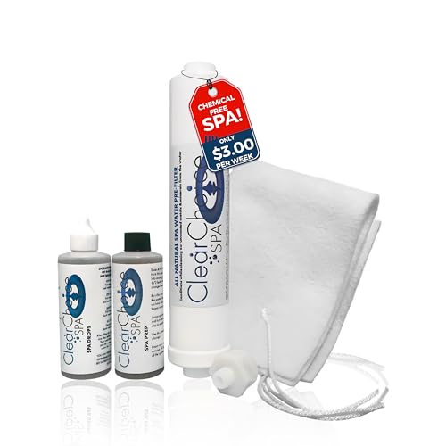 Clear Choice Spa® Hot Tub Start Up Kit with Micron Sleeve | Full Year Supply | Includes Spa Drops, Spa Prep, Hose Pre-Filter and Micron Filter Sleeve | Natural Enzyme-Based, Non-Toxic, Hypoallergenic