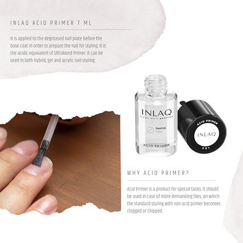 INLAQ® HEMA Free Acid Primer for Gel Nails 7ml - Acid Primer Bonding Agent Gel Nails Acrylic Nails Nail Primer - Nail Primer Bonder Base Coat - Image 3