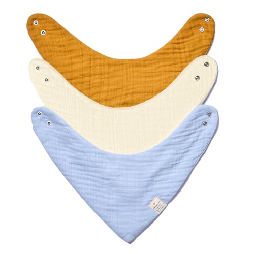 Image of NINTARABABY Bandana Bibs - 100% Organic Muslin Cotton, Pack of 3