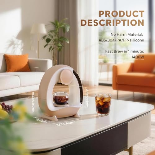 Image of 2 in 1 Single Serve Coffee Maker for K Cup,Ground Coffee and Tea Leaves, 1400W 20s Fast Heating Mini K Cup Coffee Brewer, One Button Operation (Cream)