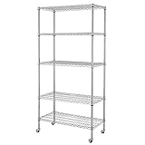 eeZe Rack ETI-003 Heavy Duty Steel Wire Chrome Shelving, Storage Rack, NSF Certified, 36x18x72-inches 5-Tier (Chrome) (New)