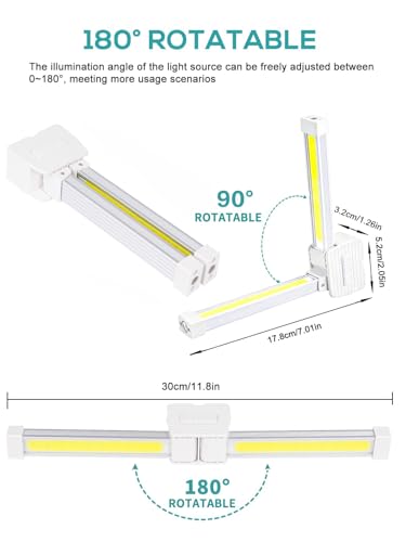 Image of Gym Lamp, Gym Lighting for Posing, Magnetic Photography Light, Gift for Women /Men, 180 Rotate Foldable with Hang Hook Camping Lamp, USB LED Handheld Flashlight-White