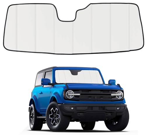 Windshield Sun Shade Compatible with 2021-2026 Ford Bronco Accessories, Foldable Front Window...