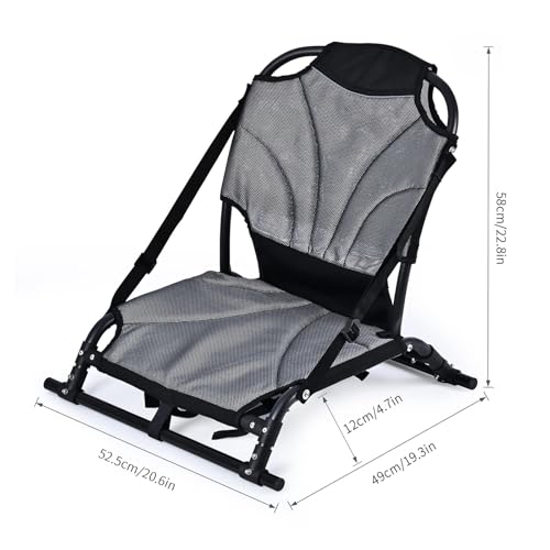 Asiento para Kayak con Apoyo para Respaldo, Asiento Plegable de Aleación de Aluminio, Tela de Malla Textil Transpirable, Asiento Universal Ajustable para Tabla de Paddle, Kayaks Inflables, SUP, Canoa miniatura 2