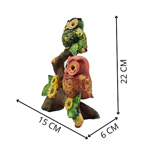 Image of Puja N Pujari The Owl Showpiece Idol Sitting on Tree for Home and Office Decor
