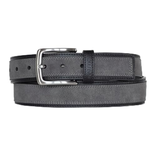 Image of Nautica Men's Casual Leather Belt | Everyday | Classic | Pants | Jeans | Khakis | Chinos | Metal Buckle