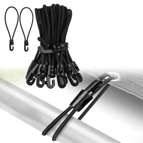 Tensores Elásticos con Gancho,25pcs Tensores para Toldos con Bola,Tensores de Lona Gomas Elasticas,Goma Tensora con Ganchos,Cuerda Elastica con Gancho,para Cortinas Jardín Pabellones