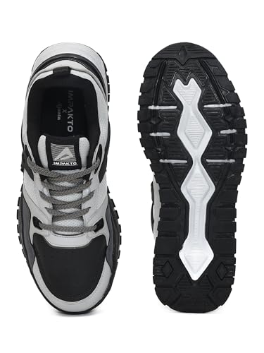 Image of Impakto Men Sneakers | Lightweight & Cushioned Insole for Shock Absorption | Rubber Outsole for Firm Grip | Rugged Traction for Activities Grey
