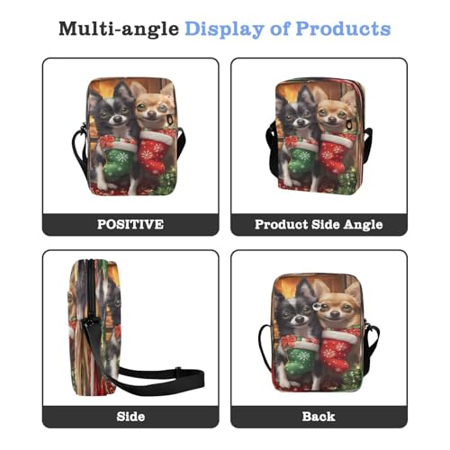 Crossbody Bag Christmas Chihuahua Puppy Dog Messenger Bag for Women Men Purse Shoulder Bag Satchel Bag with Adjustable Strap 214B91744