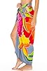 SHU-SHI Womens Hibiscus Floral Sarong Pareo Cover Up Bathing Suit Women Flower Beach Wrap Long Pool Trip Resort Skirt Gray #4