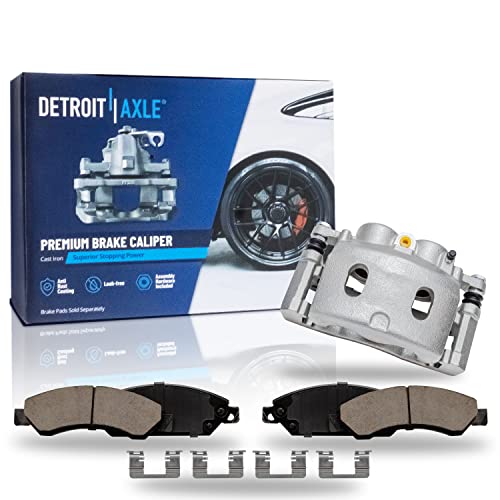 Image of Detroit Axle - 3pc Front Brake Kit for 2005-2007 Chevrolet Silverado 1500 GMC Sierra 1500, 2007-2008 Tahoe, Suburban Yukon XL 1500 Avalanche Escalade ESV EXT, Ceramic Brakes Pads, Right Brake Caliper
