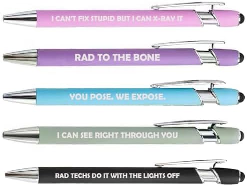 Set of 5 Stylus Tip Ballpoint Pens Gift RT Rad Tech Radiologic Technologist (Set A) image 3
