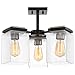 Nuvo Lighting 45923676581 Three Light Semi Flush Mount, Black