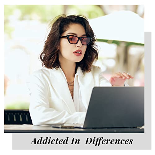 Veda Tinda Vision Cat Eye Sunglasses for Women Men Square Vintage Retro Trendy Fashion Cool Sun Glasses UV400 Protection C2