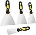 Spatule,4 PCS Grattoir à Papier Peint en Acier Inoxydable Couteaux à Mastic avec Poignée Souple Métal Grattoir à Lame pour Cloison Sèche Outils de Plâtrage pour Murs