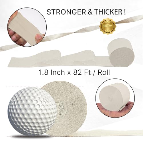 Image of PartyWoo White Crepe Paper Streamers 6 Rolls 492 ft Pack of Beige Sand Off White Crepe Paper Rolls for Graduation Wedding Bridal Baby Shower Birthday Party Decorations (1.8 Inch x 82 Ft /Rolls)