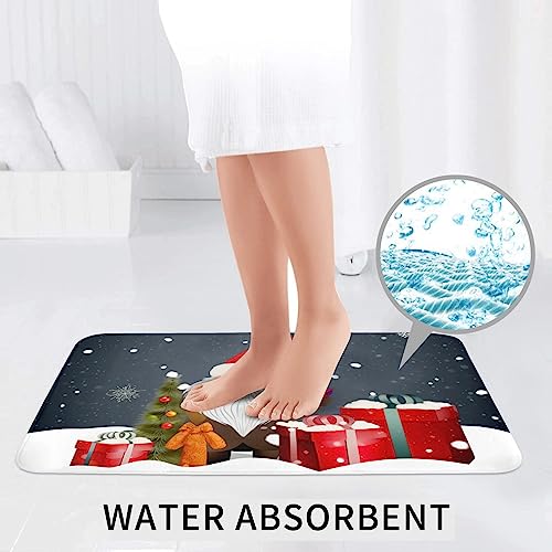 Merry Christmas Zwerg Geschenke Winter Schneeflocke Badteppiche 3-teiliges Set Badezimmermatten + U-förmiger WC-Vorleger + WC-Deckelbezug rutschfeste Flanellteppiche – Bild 7