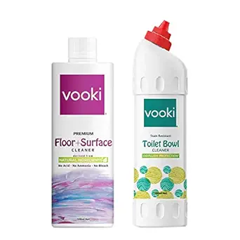 Vooki Ecofriendly Toilet Cleaner liquid and Disinfectant Floor & Surface Cleaner, 500 Ml Each, (Combo Pack of 2)