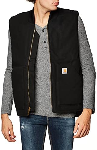 Carhartt Men's Arctic-Quilt Lined Duck Vest (Regular and Big & Tall Sizes), Black, Large