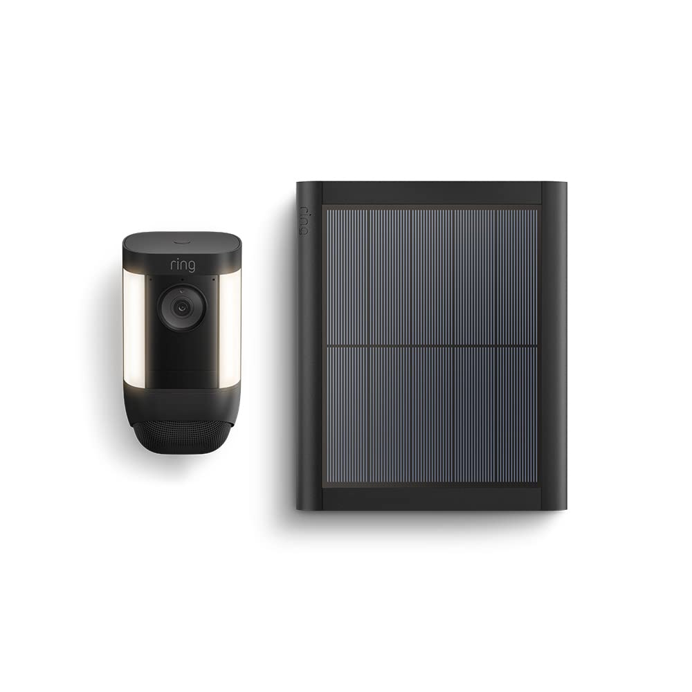 Ring Ring Spotlight Cam Pro Solar | 2K Video with Ring Vision, 3D Motion Detection, Bird's Eye View, LED Spotlights, DIY installation | With 30-day free trial of Ring Home