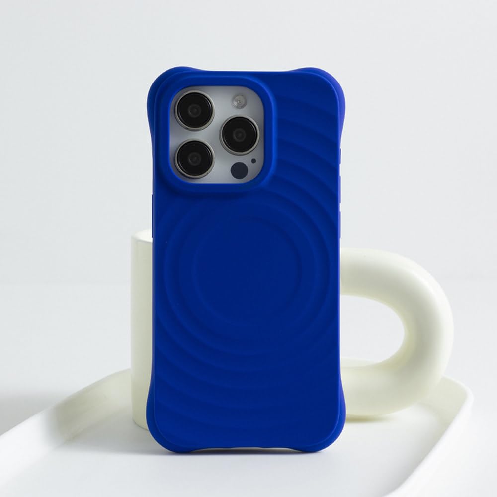 Coque silicone liquide bleue pour iPhone 16 Pro Max avec charge sans fil - 8