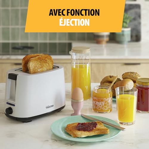 Tristar Grille-pain, 2 fentes, 7 niveaux de brunissage, support pour petits pains, fonctions de décongélation, levage, centrage et interruption, blanc, BR-1055 – Image 6