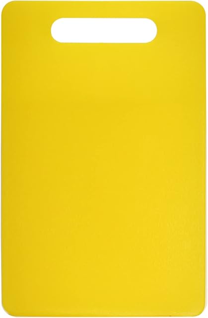 Fotouzy Plastic Utility Cutting Board with Handles, Food Safe PP Material, BPA Free, Dishwasher Safe, Thick Chopping Board, Large Size, Easy Grip Handle, for Kitchen (Yellow)