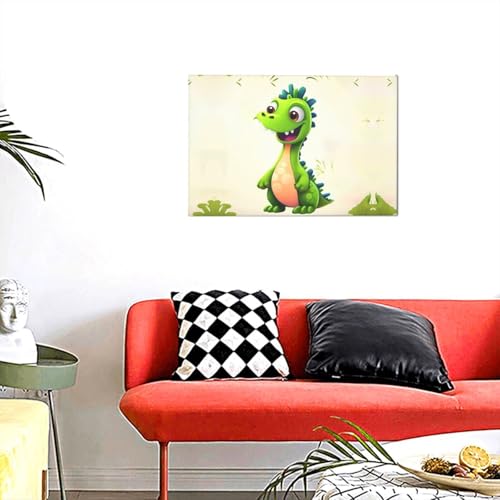 Affiche dinosaure mignon pour décorer joyeusement une chambre à coucher ou une cuisine