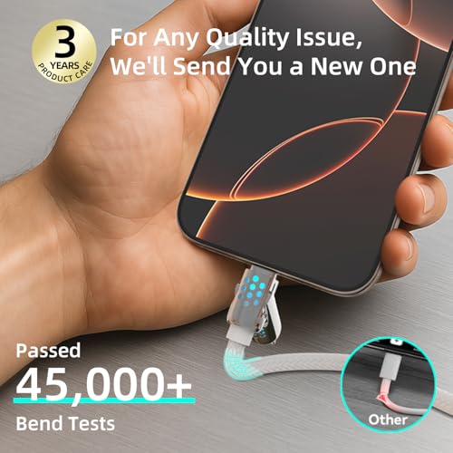 Image of MFish 4 in 1 USB C Charging Cable, 6.6FT Coiled Fast Charging Cable 240W, USB A /C to USB C and Lightning Cable for iPhone 17 /16 /15, iPad, MacBook Pro /Air, Laptop, Android, Car Travel Cord