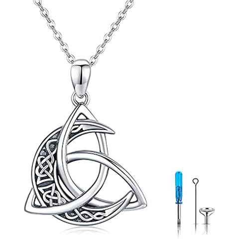 CHENGHONG Celtic Moon Urn Necklace for Ashes 925 Sterling Silver Cremation Jewelry for Ashes Crescent Moon Pendant Necklace Celtic Knot Memorial Jewelry Christmas Gifts for Women Cover