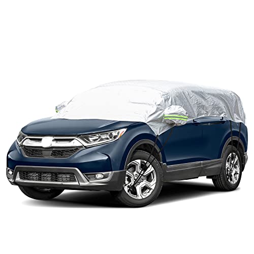 Image of EcoNour Car Windshield Snow and Frost Cover | Water-Resistant, Windproof, Dustproof | All Weather Car Front Cover | Ideal Half Car Cover Protects Your Windshield and Roof (SUV YM)