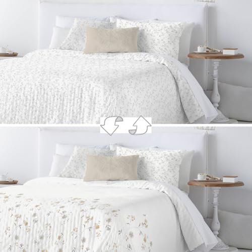 Fundeco Colcha bouti Modelo Abril Reversible para Primavera Verano (Cama 135/140 (235 x 270 cm.))
