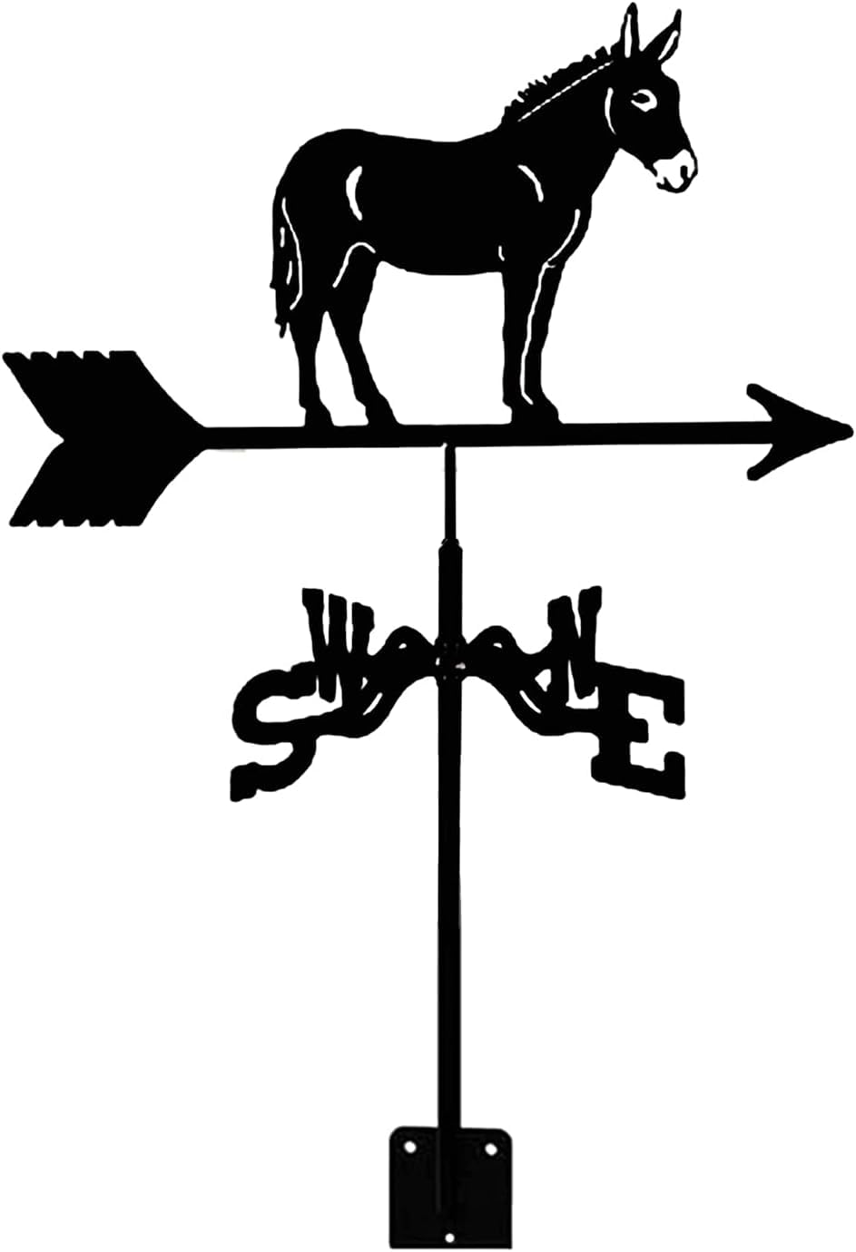 WIQUYBML Metal Weathervane Garden Stake Weather Vane Wind Stainless Steel Direction Indicator for Yard Roof/Donkey/35 * 50Cm