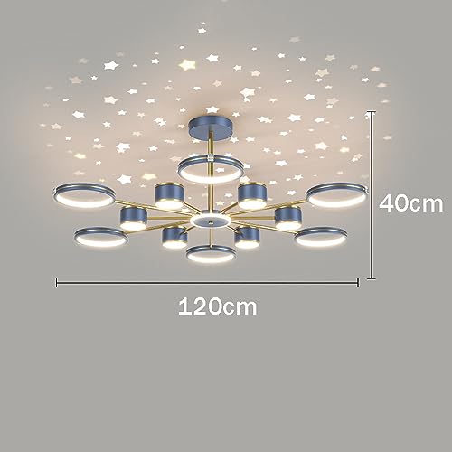 Plafond LED dimmable lustre cuisine moderne cercle bleu doré - 2