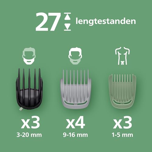 Philips Multigroom 9000-serie Alles-in-één 23-delige Trimmer, Shaver & Tondeuse + OneBlade-trimmer voor mannen – Complete Groomingset Gezicht, Hoofd & Lichaam, 27 Lengtestanden (0,2-20 mm), MG9561/30 - Afbeelding 4