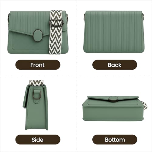 Image of ITALISH Quilted Pattern Leather Crossbody Sling Bag with Striped Pattern 23 x 18 x 7 cm