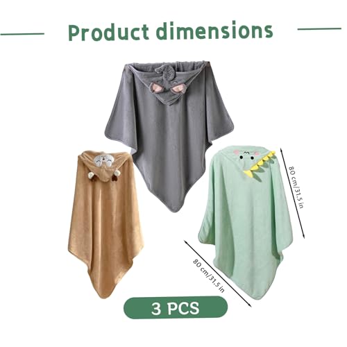 Serviette de bain à capuche bébé absorbante 80x80 mixte lot de 3