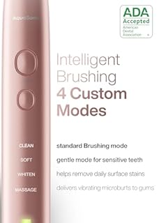Aquasonic Vibe Series Ultra-Whitening Toothbrush – ADA Accepted Electric Toothbrush - 8 Brush Heads & Travel Case – 40,000 VPM Motor & Wireless Charging - 4 Modes w Smart Timer – Satin Rose Gold